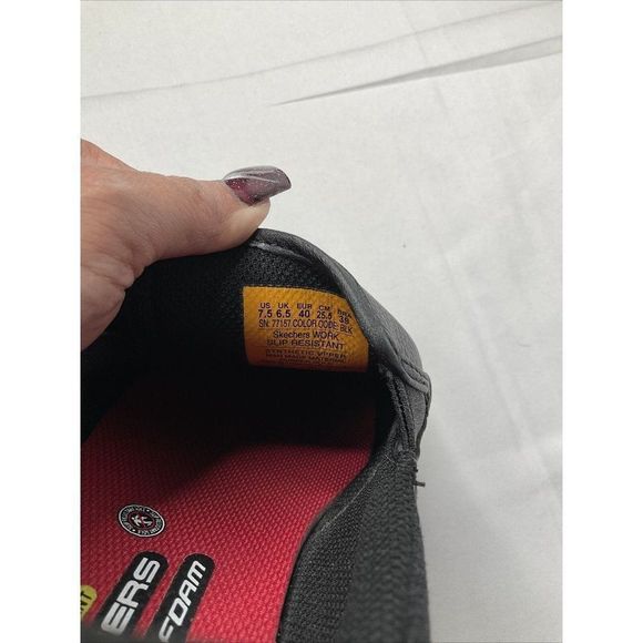 Skechers 77157 Nampa Groton Memory Foam SlipOn Resistant Black Work Shoes US7.5 - Picture 10 of 10